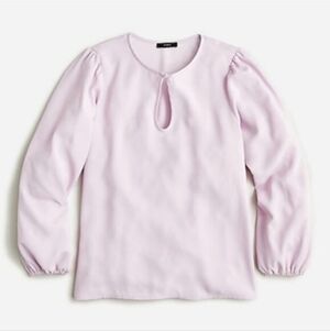 NEW J. Crew Lavender Purple Puff Sleeve Satin Blouse Top Medium Tall